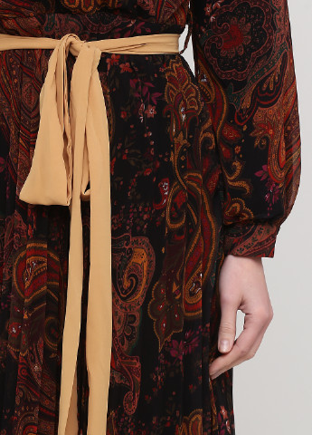 Терракотовое деловое платье на запах, плиссированное Made in Italy турецкие огурцы