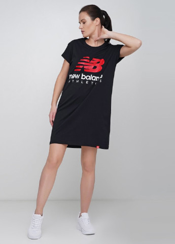 Черное спортивное платье платье-футболка New Balance с рисунком