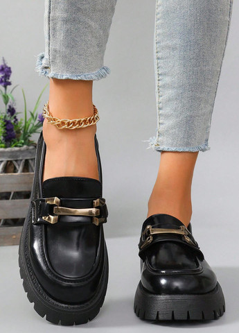 SHEIN Туфли лоферы черный з искусственная кожа, китай — демисезон (346396675)