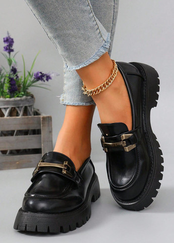 SHEIN Туфли лоферы черный з искусственная кожа, китай — демисезон (346396675)