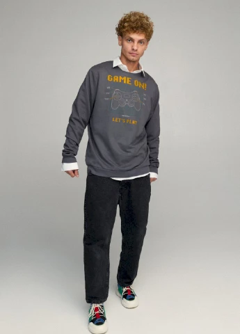 Темно-серый свитшот мужской oversize /no flis/ YAPPI (252258587)