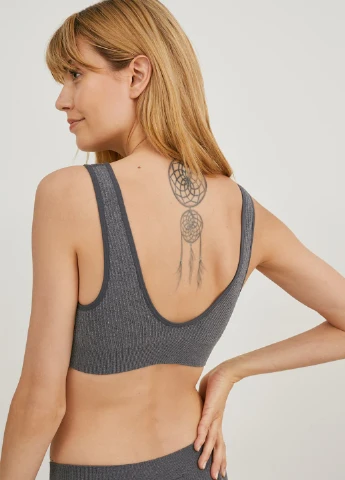 Серый топ бюстгальтер C&A без косточек трикотаж, полиамид