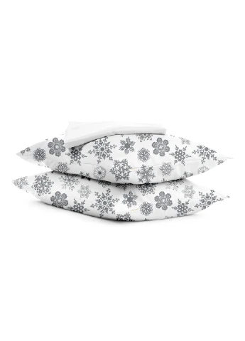 Подростковый комплект RANFORS WHITE SNOWFLAKES GREY (пододеяльник 160х220 см, простынь 90х200х20 см, наволочка 50х70 см) Cosas (251413581)