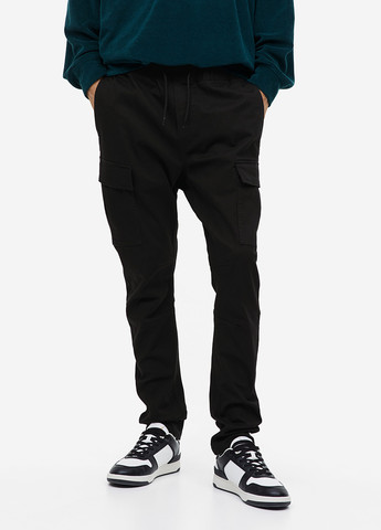 Черные джинсовые демисезонные карго брюки H&M