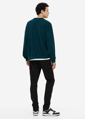 Черные джинсовые демисезонные карго брюки H&M