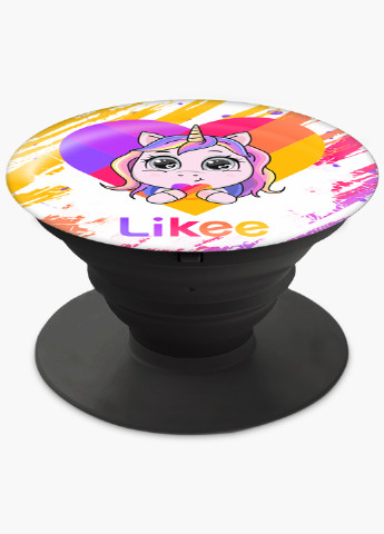 Попсокет (Popsockets) держатель для смартфона Лайки Единорог (Likee Unicorn) (8754-1593) Черный MobiPrint (216748254)