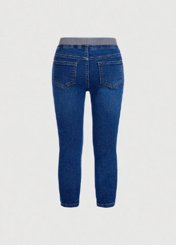Синие демисезонные зауженные джинсы SHEIN