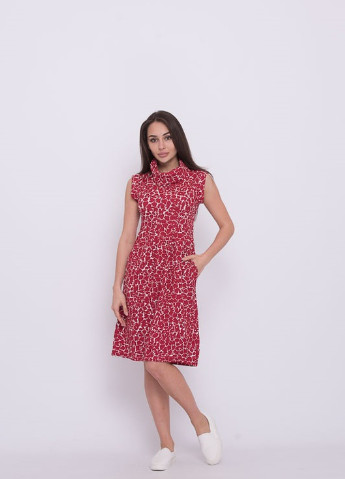 Красное кэжуал платье Conbipel с абстрактным узором