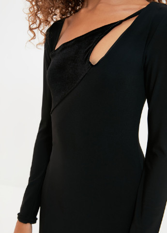 Черное коктейльное платье футляр Trendyol