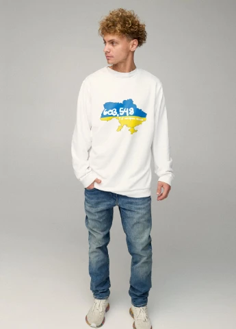 Белый світшот чоловічий oversize /no flis/ YAPPI рисунок (254557801)