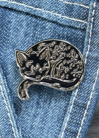 Металевий значок, пін, брошка "Чорна кішка" Westwood Decor (249989575)
