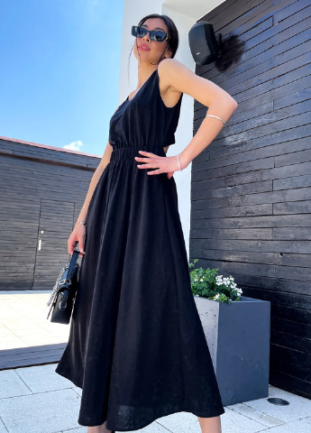 Черное кэжуал платье клеш ST-Seventeen однотонное