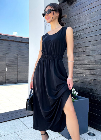 Черное кэжуал платье клеш ST-Seventeen однотонное