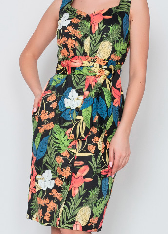 Комбинированное кэжуал платье футляр Seam с цветочным принтом