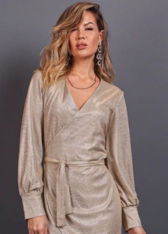 Золотий вечірня сукня на запах FashionYouWant однотонна