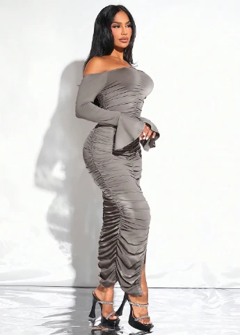 Сіра вечірня сукня силуетна SHEIN однотонна