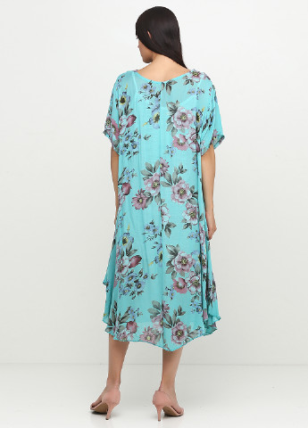 Бирюзовое кэжуал платье New Collection с цветочным принтом