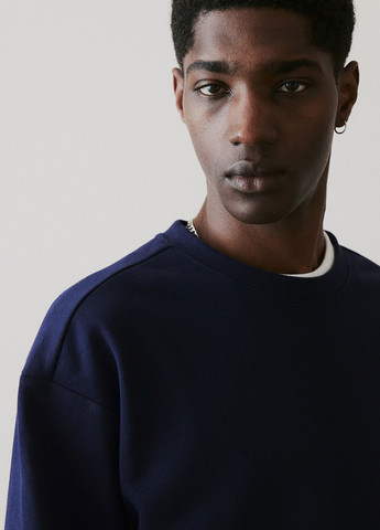 Темно-синій світшот H&M однотонний без декору (300466252)