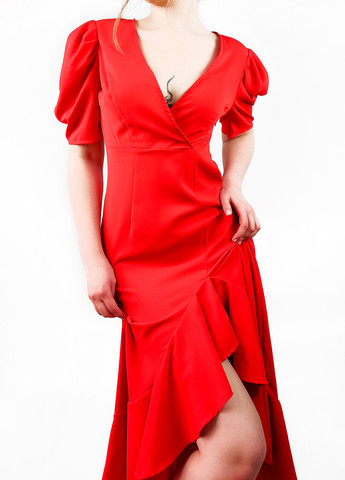 Красное кэжуал платье на запах Boohoo однотонное