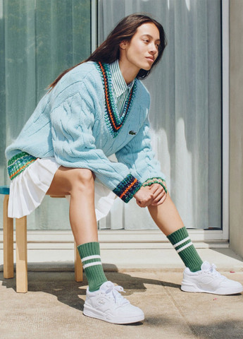 Белые демисезонные кроссовки Lacoste LINESHOT