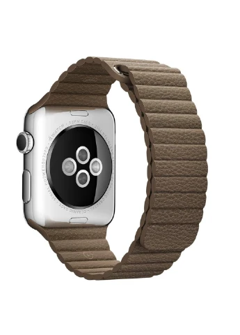 Ремінець Leather loopдля Apple Watch 42 / 44mm шкіряний коричневий магнітний Series 5 4 3 2 1 Beige ARM (222374695)