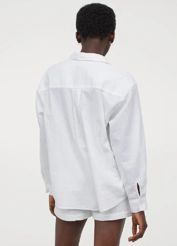 Белая кэжуал рубашка однотонная H&M