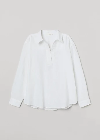 Белая кэжуал рубашка однотонная H&M