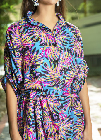 Комбинированное пляжное платье рубашка Indiano с абстрактным узором