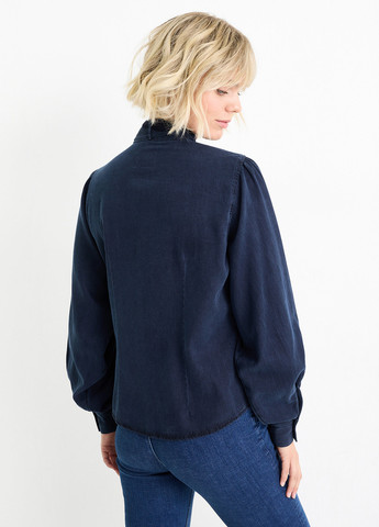 Темно-синяя джинсовая, кэжуал рубашка однотонная C&A