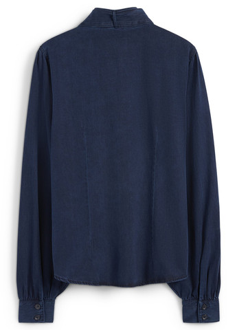 Темно-синяя джинсовая, кэжуал рубашка однотонная C&A