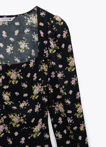 Чорна кежуал плаття, сукня Zara з квітковим принтом