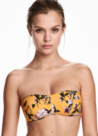 Купальный лиф H&M бандо жёлтый пляжный полиэстер