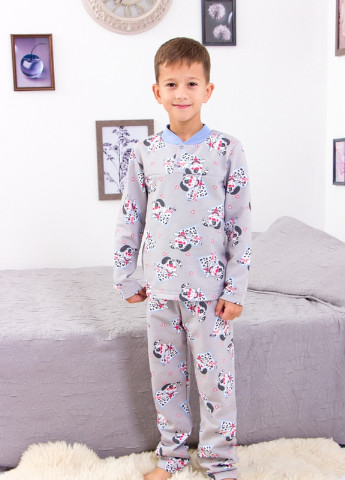 Серая всесезон пижама для мальчика на кнопке Носи своє 6077