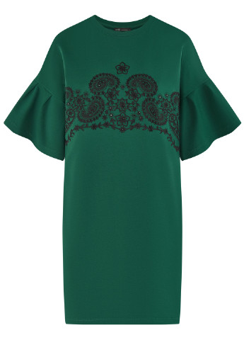 Зеленое кэжуал платье оверсайз Oodji с орнаментом