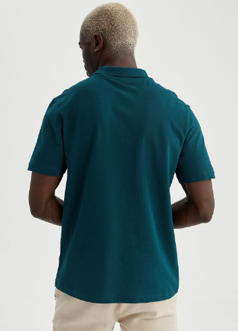 Темно-бирюзовая футболка-поло для мужчин DeFacto