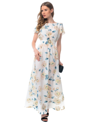 Белое кэжуал платье GENEVIE с цветочным принтом