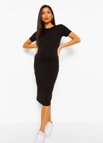 Черное кэжуал платье Boohoo однотонное