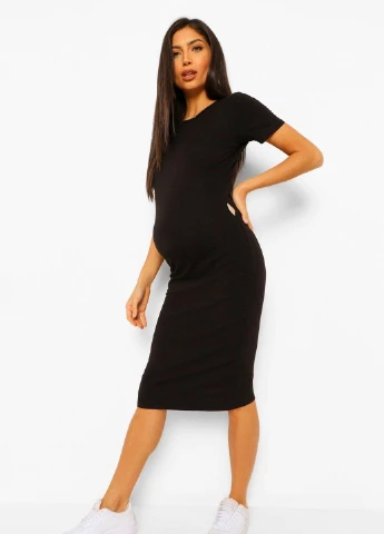 Черное кэжуал платье Boohoo однотонное