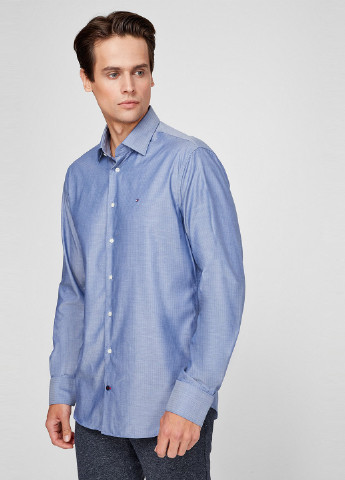 Синяя кэжуал рубашка однотонная Tommy Hilfiger