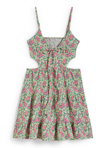 Зеленое кэжуал платье клеш C&A с цветочным принтом