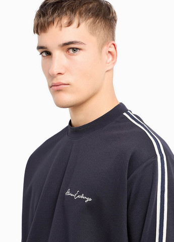 Темно-синий свитшот Armani Exchange логотип лампасы (365697334)