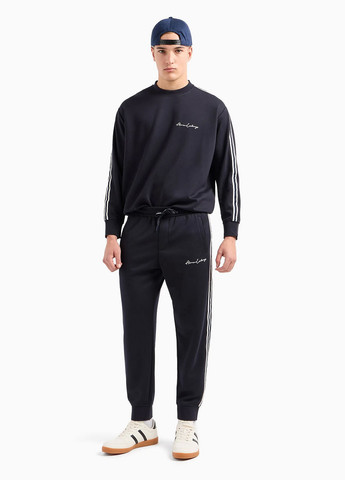 Темно-синий свитшот Armani Exchange логотип лампасы (365697334)