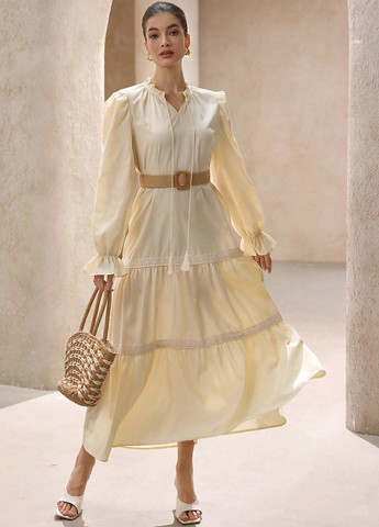 Кремовое кэжуал платье SHEIN однотонное