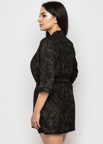 Черный демисезонный комплект (топ, шорты, халат) Ghazel