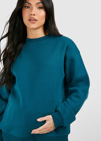 Бирюзовый свитшот для беременных Boohoo однотонный без декора (308024197)