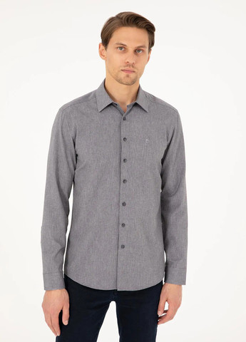 Серая кэжуал рубашка в клетку Pierre Cardin