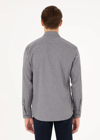 Серая кэжуал рубашка в клетку Pierre Cardin