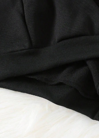 SHEIN світшот новорічний чорний кежуал поліестер, трикотаж з начосом