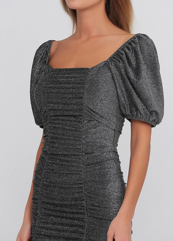 Серебряное вечернее платье футляр H&M однотонное