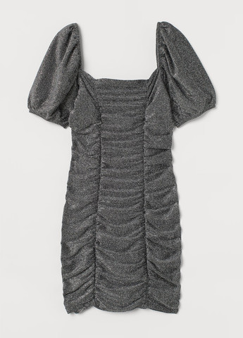 Серебряное вечернее платье футляр H&M однотонное